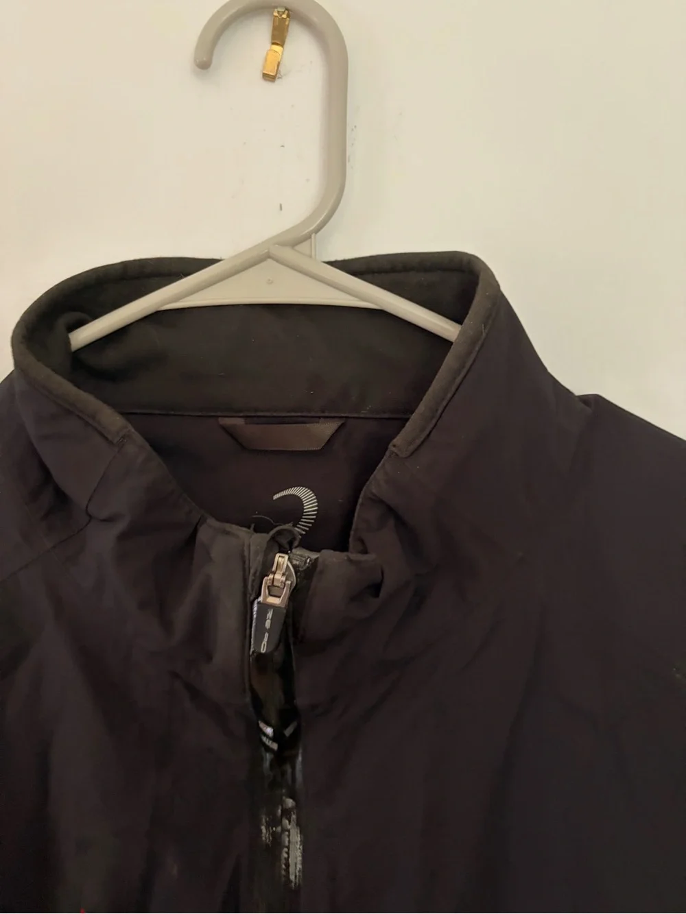 Men's Black Windbreaker Jacket with Red Zip Accents